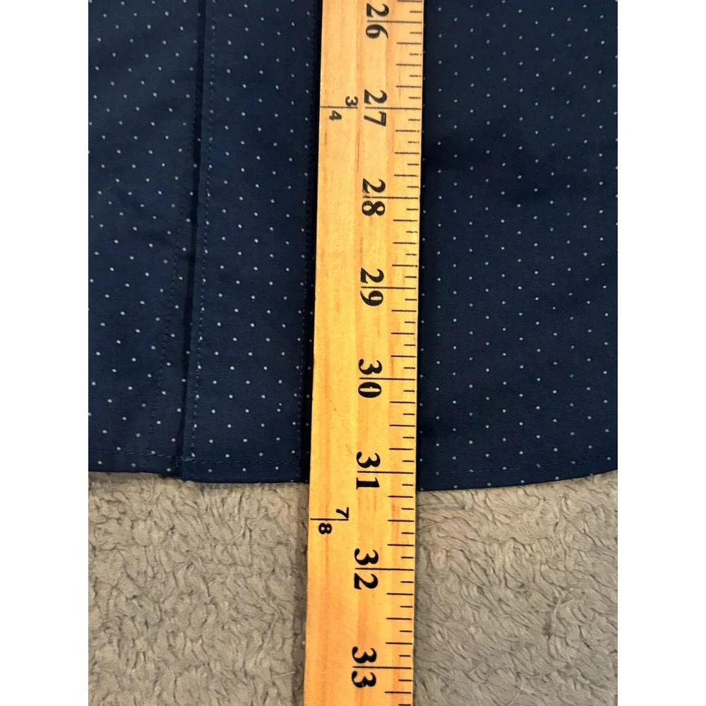 Banana Republic Mens Slim Fit Performance Shirt Navy Blue Dot Stretch Small